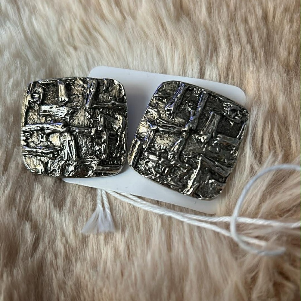 Textured Silver Brooch Set